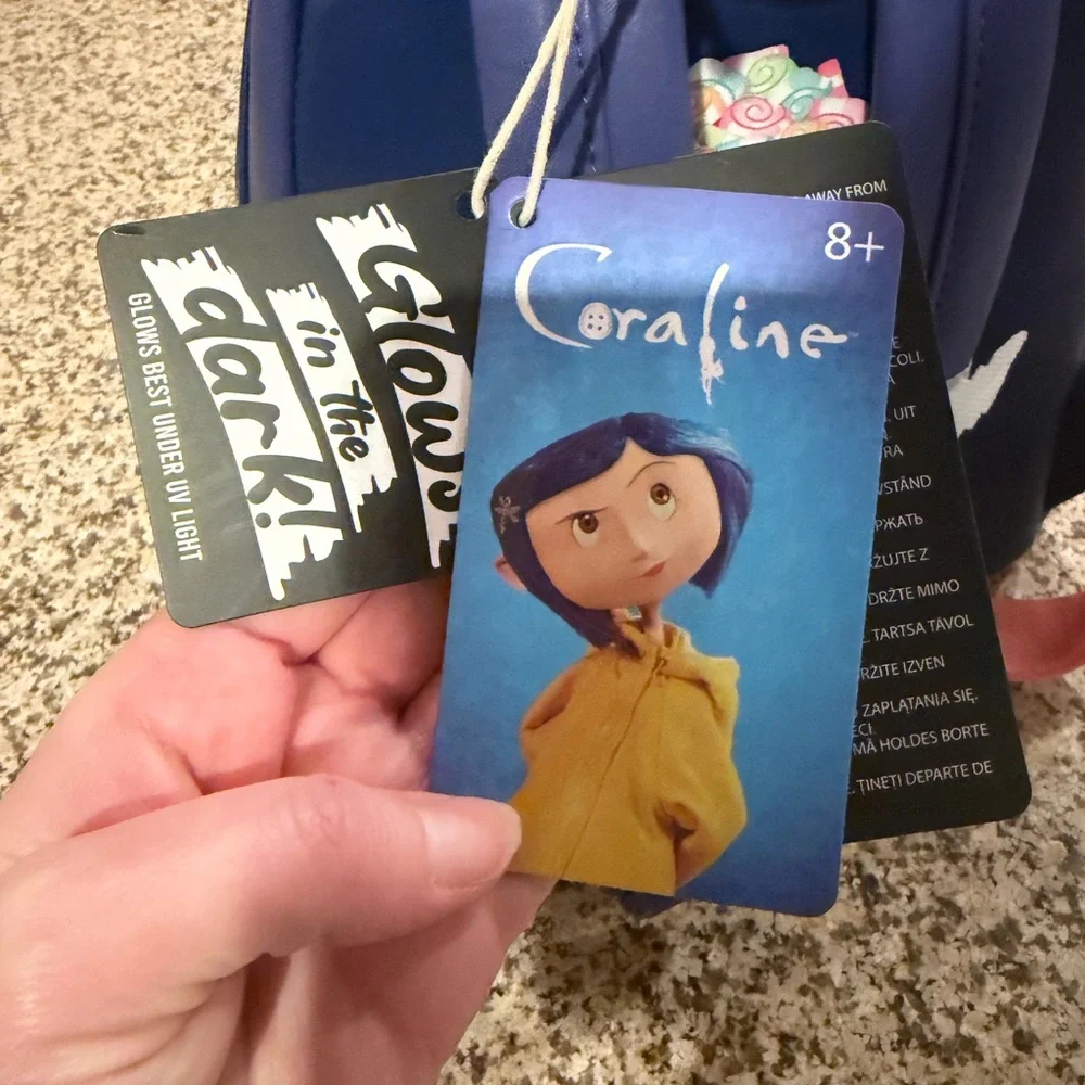 NWT Loungefly Coraline Seeing Stone Glow-In-The-Dark  Stars Mini Backpack - Picture 4 of 9